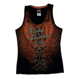 Harley Davidson Graphic Tank Top - Large Orange Cotton