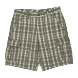Wrangler Checked Cargo Shorts - 32W 8L Green Cotton