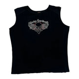 Skull With Wings Harley Davidson Graphic Tank Top - 2XL Black Cotton