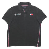 TOMMY HILFIGER Womens Black Formula One Team Short Sleeve Polo Shirt M Racing
