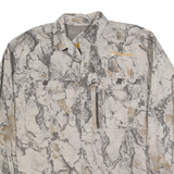 Mens Beige & Grey Cotton Long Sleeve Shirt M Outdoor Camouflage Button Pocket