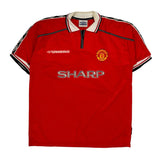 1998-00 Manchester United Umbro Home Football Shirt - XL Red Polyester