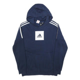 ADIDAS Boys Navy Blue Cotton Blend Hoodie 15-16Y Pullover Sports Sweatshirt