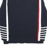 TOMMY HILFIGER Womens Navy Blue Red & White Patterned Cotton Jumper V-Neck Rib