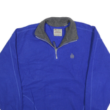 BUGLE BOY Mens Blue & Grey Snow Fleece Patterned Jumper 1/4 Zip Polyester L