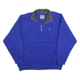 BUGLE BOY Mens Blue & Grey Snow Fleece Patterned Jumper 1/4 Zip Polyester L