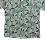 BRAIR HOUSE Mens Green & Black Graphic Abstract Polyester Blend Shirt XL Button