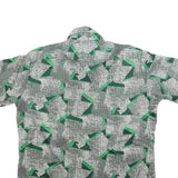 BRAIR HOUSE Mens Green & Black Graphic Abstract Polyester Blend Shirt XL Button
