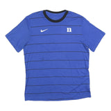 NIKE Mens Blue & Black Striped Graphic T-Shirt L Short Sleeve Crew Neck