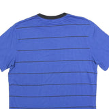 NIKE Mens Blue & Black Striped Graphic T-Shirt L Short Sleeve Crew Neck