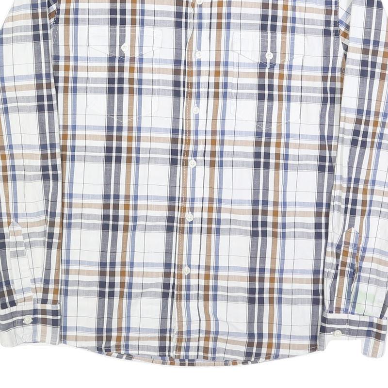 WRANGLER Mens Blue & Beige Plaid Shirt L Classic Cotton Button Down Casual
