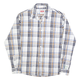 WRANGLER Mens Blue & Beige Plaid Shirt L Classic Cotton Button Down Casual