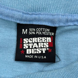 Blank Screen Stars Single Stitch T-Shirt - Medium Blue Cotton Blend