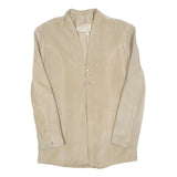 LES FILLES DA COTE Womens Beige Leather Button Jacket S Suede Minimalist Chic