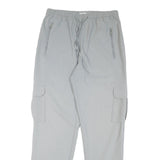 GREENVILLAGE Mens Relaxed Grey Drawstring Cargo Trousers W32 L31 Casual Comfort