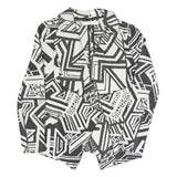 MNG Womens Black & White Geometric Coach Jacket S Polyester Blend Woven Classic