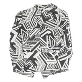 MNG Womens Black & White Geometric Coach Jacket S Polyester Blend Woven Classic