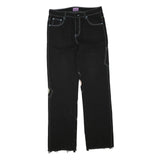 SWIDES Womens Black Regular Jeans Denim W34 L33 Colourful Patchwork Straight Leg