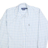 RALPH LAUREN Mens Blue & White Check Shirt L Button-Down Collar Long Sleeve