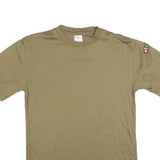 Mens Beige Plain T-Shirt M Short Sleeve Crew Neck Casual Cotton Blend