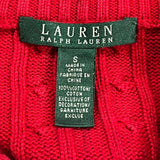 Ralph Lauren Cable Knit Zip Up - Small Red Cotton