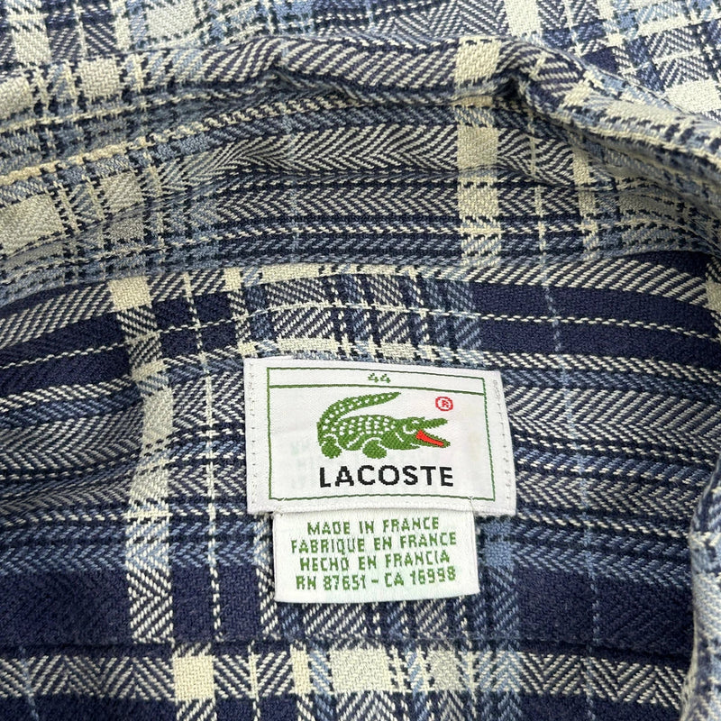 Lacoste Checked Flannel Shirt - XL White Cotton