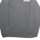REEBOK Mens Grey White Raiders Long Sleeve Plain XL Cotton Sports Polo Shirt