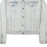 LEVI'S Womens Blue White Cotton Blend Sherpa Collar Jacket XL Denim Trucker