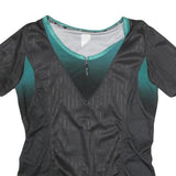 OAKLEY Mens Black & Teal Modern T-Shirt L Short Sleeve Round Neck Zip Front