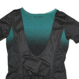 OAKLEY Mens Black & Teal Modern T-Shirt L Short Sleeve Round Neck Zip Front