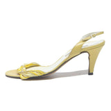 L'ESCARFIN Womens Yellow Leather Slingback Heels UK 4 Elegant Summer Fashion