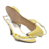 L'ESCARFIN Womens Yellow Leather Slingback Heels UK 4 Elegant Summer Fashion