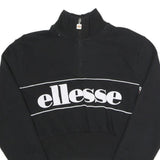 ELLESSEe Womens Black Ellesse Logo 1/4 Zip UK 6 Cropped Sweatshirt