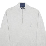 NAUTICA Mens Grey Plain Pullover Jumper 2XL Cotton Crew Neck Casual Knitwear