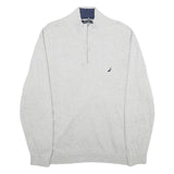 NAUTICA Mens Grey Plain Pullover Jumper 2XL Cotton Crew Neck Casual Knitwear