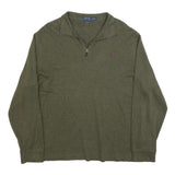 POLO RALPH LAUREN Mens Green Pullover Plain V-Neck Basic Knit XL Cotton Blend