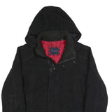 TOMMY HILFIGER Mens Black Hooded Wool Blend Zip Jacket L Outerwear Classic