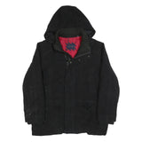 TOMMY HILFIGER Mens Black Hooded Wool Blend Zip Jacket L Outerwear Classic