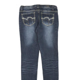 Womens Blue Regular Fit Skinny Denim Jeans Cotton Blend Zip W30 L32 Embellished