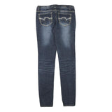 Womens Blue Regular Fit Skinny Denim Jeans Cotton Blend Zip W30 L32 Embellished