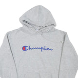 CHAMPION Mens Grey Hoodie S Embroidered Logo Cotton Blend Pullover