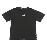 PUMA Womens Black Graphic T-Shirt M Short Sleeve Crew Neck Logo Stripe