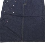 MISS K Womens Blue Denim Embellished Mini Cotton Blend Skirt S Frayed Waist
