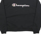 CHAMPION Womens Black Pullover Sweatshirt L Embroidered Logo Crew Neck