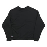 CHAMPION Womens Black Pullover Sweatshirt L Embroidered Logo Crew Neck
