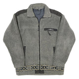 WIKLAND Mens Grey Sherpa Fleece Zip Jacket S Polyester Blend Casual Outdoor Warm