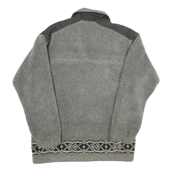 WIKLAND Mens Grey Sherpa Fleece Zip Jacket S Polyester Blend Casual Outdoor Warm