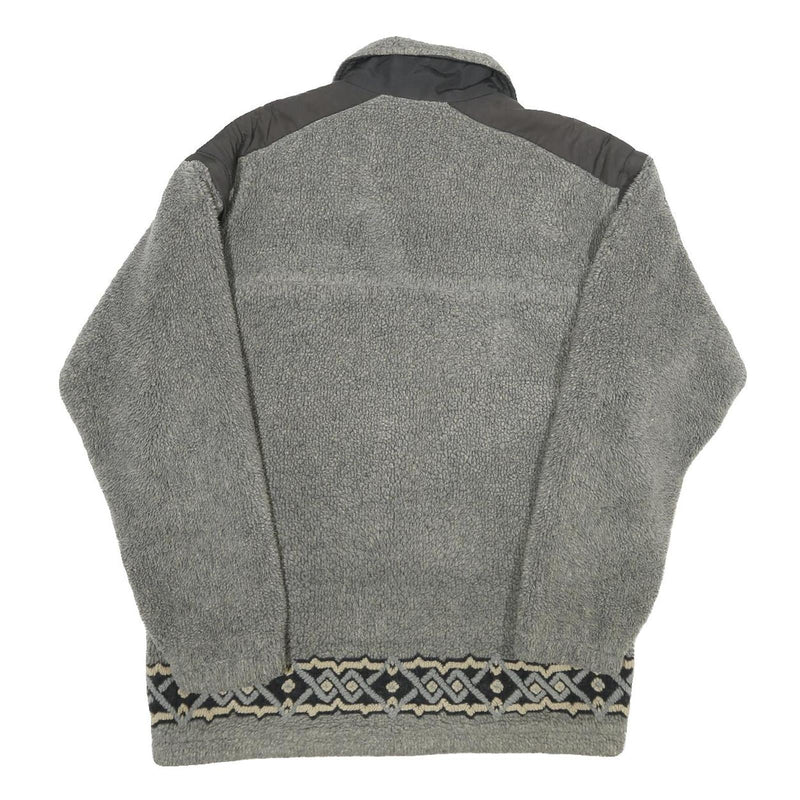 WIKLAND Mens Grey Sherpa Fleece Zip Jacket S Polyester Blend Casual Outdoor Warm