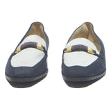 BALLY Womens Navy & White Leather Loafer Shoes UK 5 Classic Stylish Low Heel
