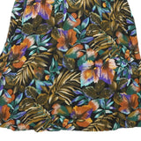 YASMIN Womens Multicolour Floral Print Swing Midi Cotton Blend Skirt L Stylish